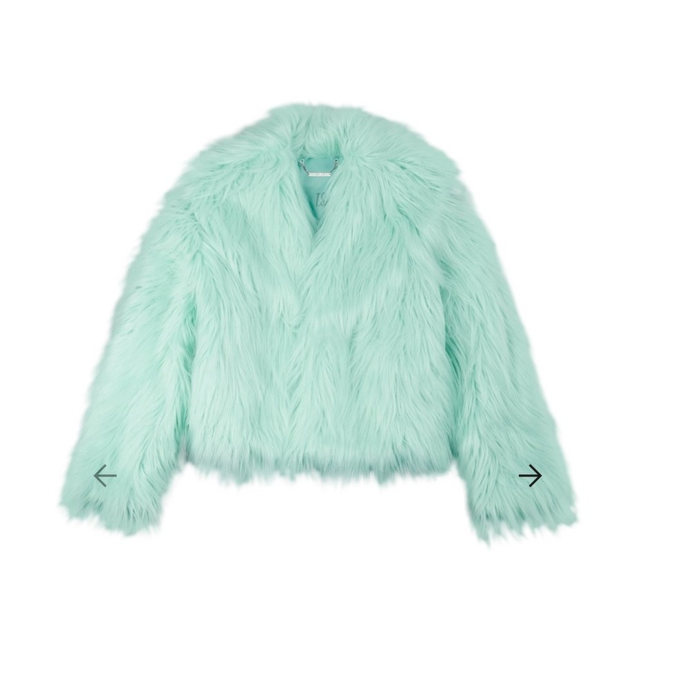 NIB Taylor Swift The Life of a Showgirl Mint Faux Fur Cropped Jacket Size M/L